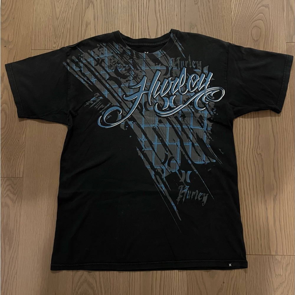 Hurley Black and Gray Graphic Tee